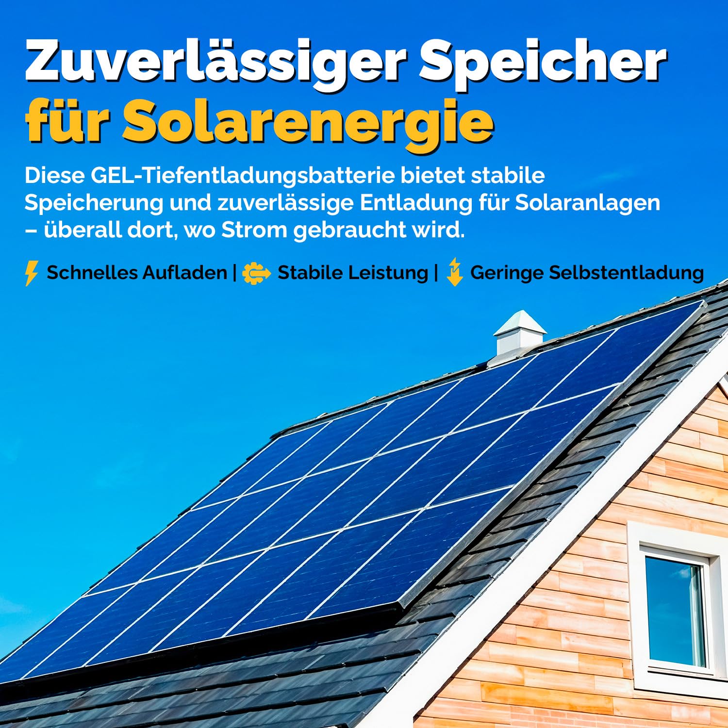 Electronicx Gel Solar Edition 12V 140Ah Deep Cycle Batterie 140 Ah Versorgungsbatterie - wartungsfrei, auslaufsicher - für Wohnmobil, Photovoltaik, Inselanlage, Solar - Maße: 393×175×190 mm kompakt