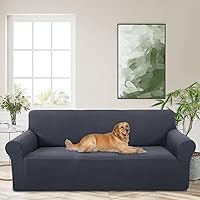 Vista 52 de Funda elástica para sofá, lavable, protector de muebles con espuma antideslizante y parte inferior elástica para niños, perros (sofá biplaza/beige)