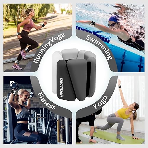 Miniatura 7 de Pesas de muñeca y tobillo para mujer, juego de 2 pesas ajustables para tobillo, pesas para brazos y piernas, pesas para caminar, yoga, pilates,