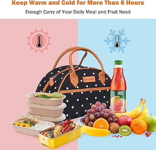 Miniatura 3 de Tirrinia Bolsa de almuerzo para mujer, bolsa de almuerzo aislada, bolsa de almuerzo para mujer, bolsa de almuerzo reutilizable a prueba de fugas,