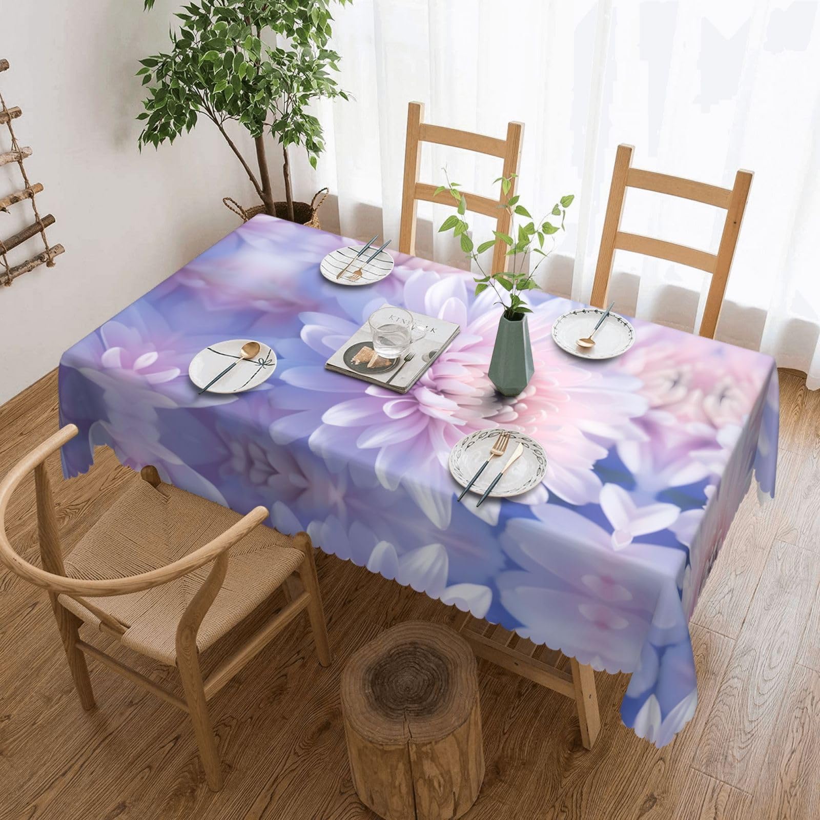 HLBSDM Chrysanthemums Square Lace Tablecloth, 54x72 Inch Restaurant Decorative Tablecloth, Party Banquet Indoor and Outdoor Universal Tablecloth