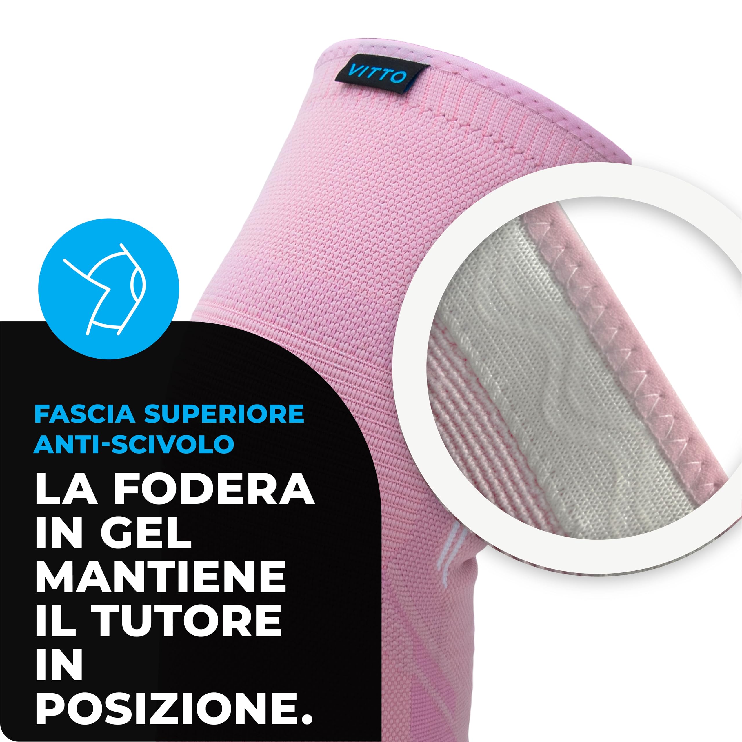 VITTO Ginocchiera Ortopedica - Tutore Ginocchio Legamenti Menisco - Ginocchiere Sportiva per Sollevamento Pesi e Corsa per Uomo e Donne (Rosa, L)