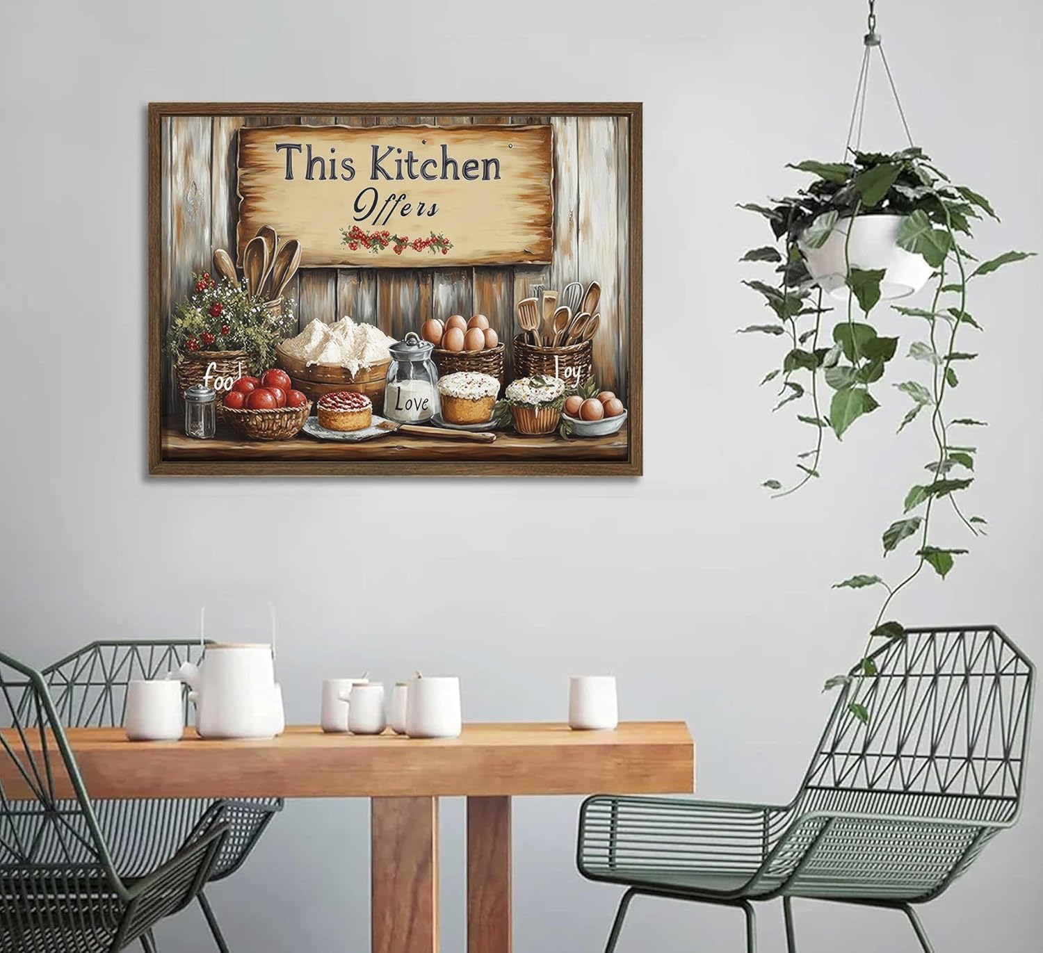 Country Kitchen Food Still Life Canvas Wall art Vintage Rustic Farmhouse This Kitchen Offers Food Love and Joy Painting Picture Wall Decor Poster Print Artwork for Dining Room Decoration