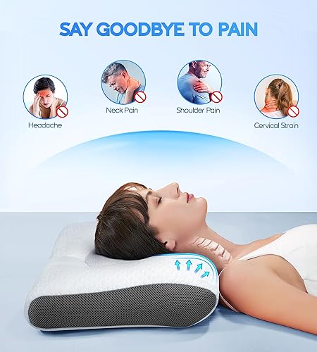 Miniatura 4 de Kaattop Almohada ergonómica súper cómoda para aliviar el dolor de cuello, cabeza y hombros, almohadas de apoyo de contorno sin olor para dormir en