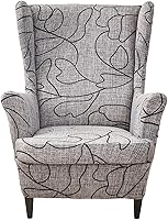 Vista 19 de Eco-Ancheng Funda para silla Wingback, 2 piezas, respaldo de ala, fundas de elastano para sillón con respaldo de ala, fundas para sillón con parte