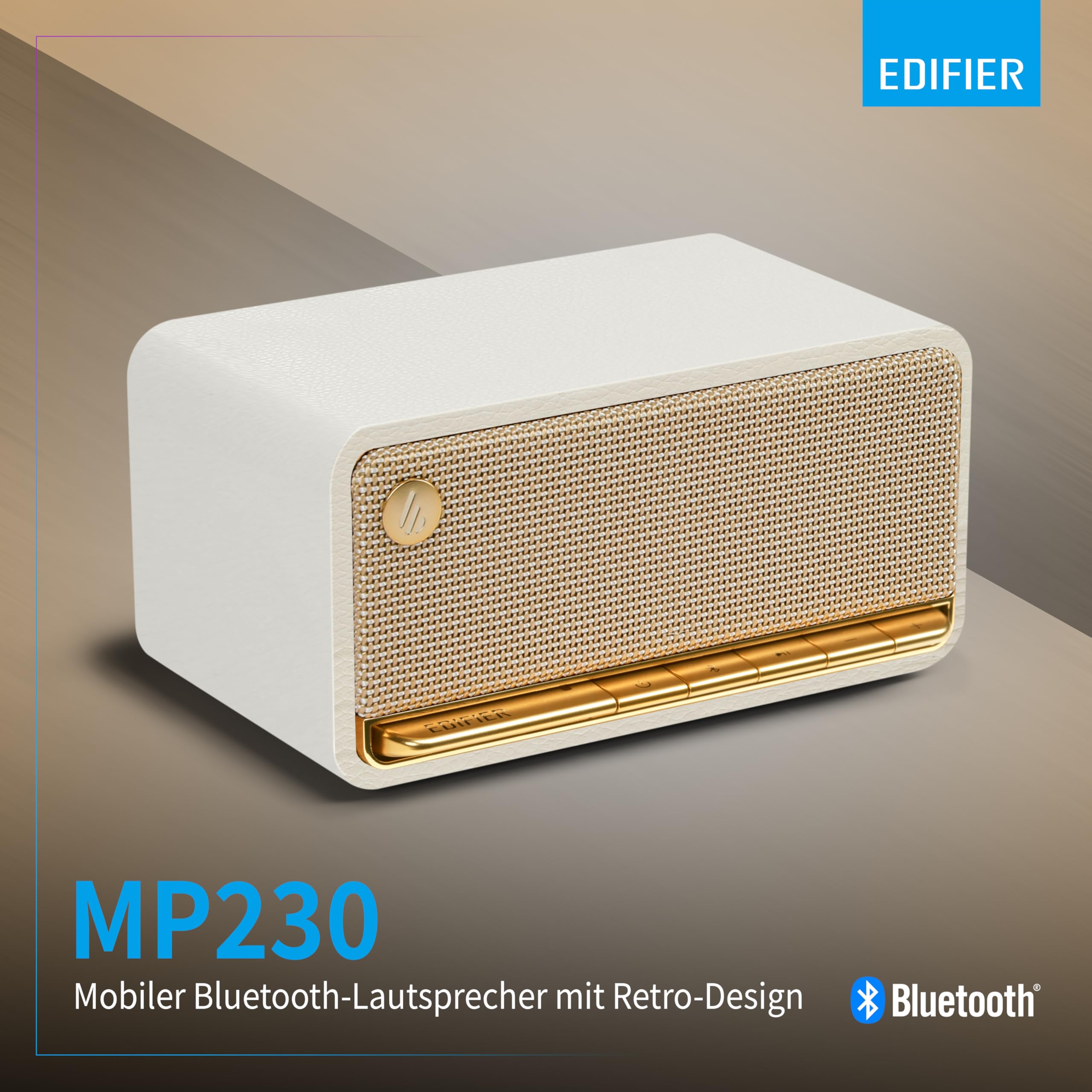 Edifier MP230 - Tragbarer Bluetooth-Lautsprecher im Retro-Design, kabellos. Wiedergabe über Bluetooth, AUX und Micro SD Karte