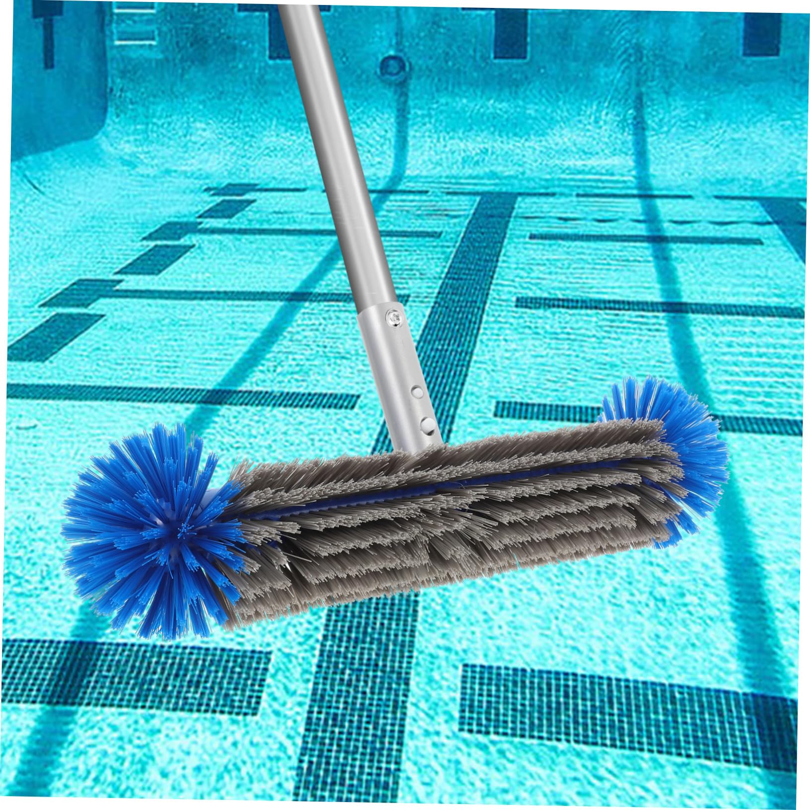 PartyKindom Poolbürste mit Aluminiumrücken für von Poolwänden Robuste Ergonomische Schwimmbadbürste Blau für Inground und Above Ground Pools mit Innovativem Design für Müheloses Säubern von