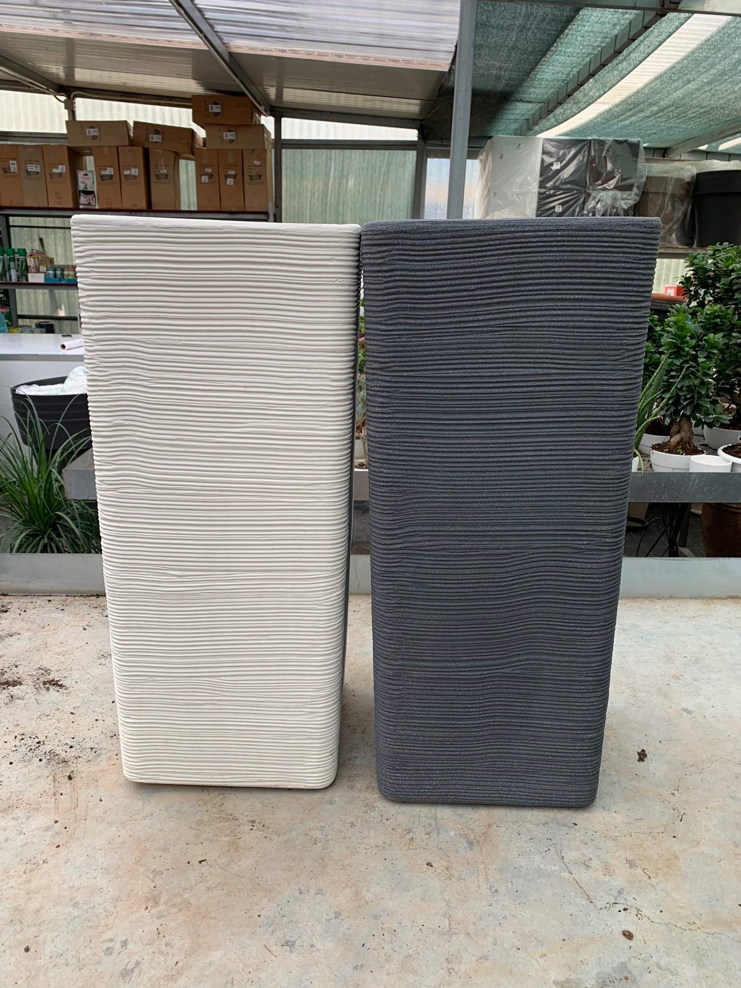 vasar Vaso Quadrato Alto 75cm Pilone Rigato Shabby Vari Colori (ghisa Grigio)