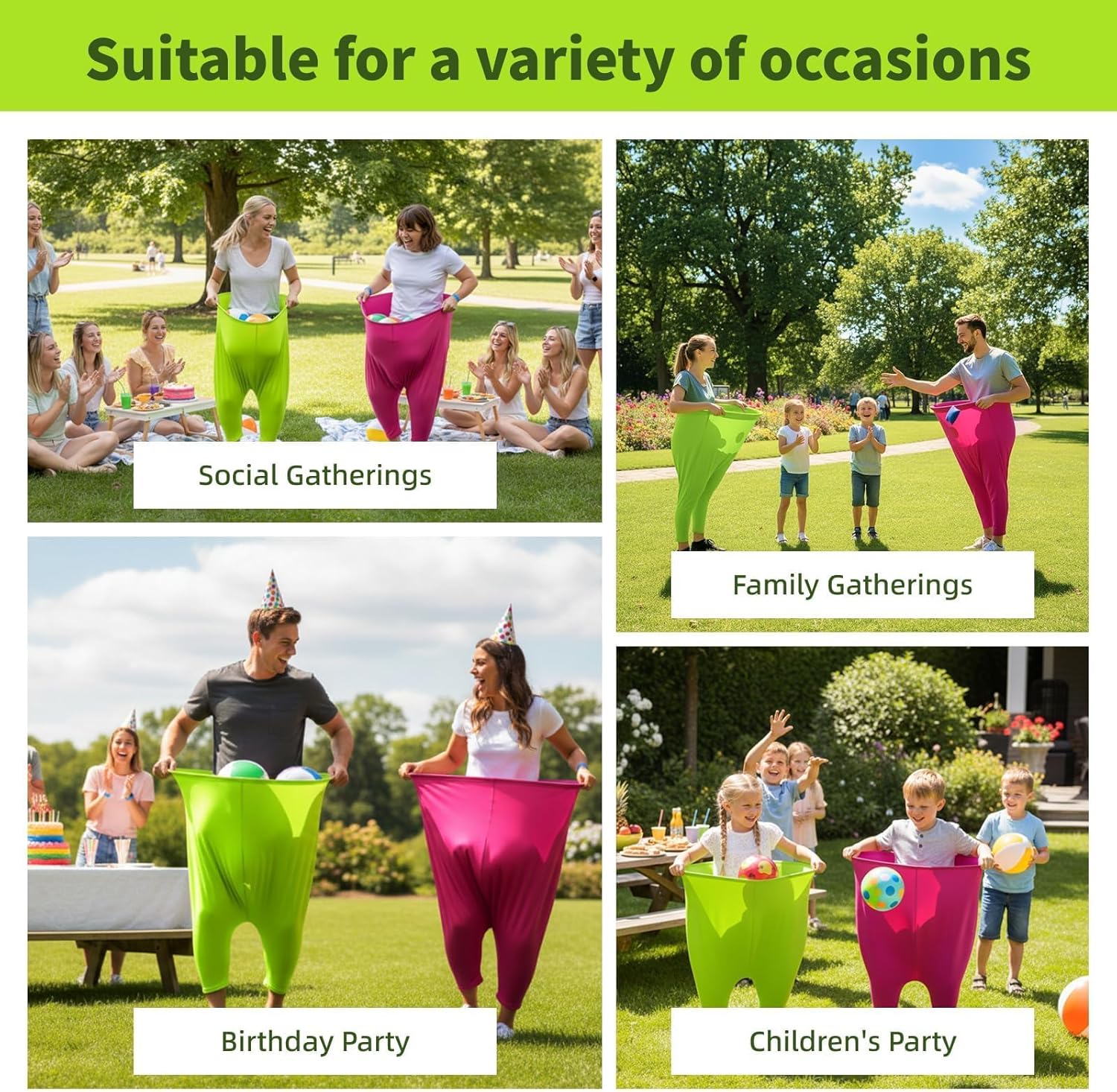 Granny Pants Yard Game Set for Adults & Families, Backyard Outdoor Toss Game with 20 Bouncy Balls, 2 Inflatable Pants & Pumps, Fun Yard Party Activity for Group Events