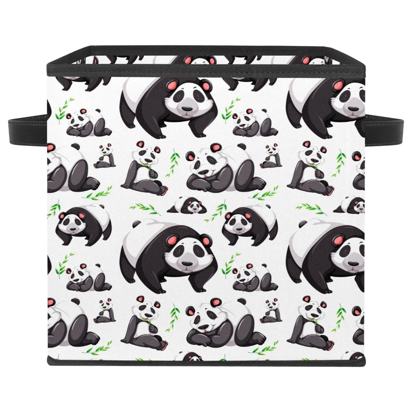Boîte de rangement pliable motif panda en tissu pour chambre d'enfant