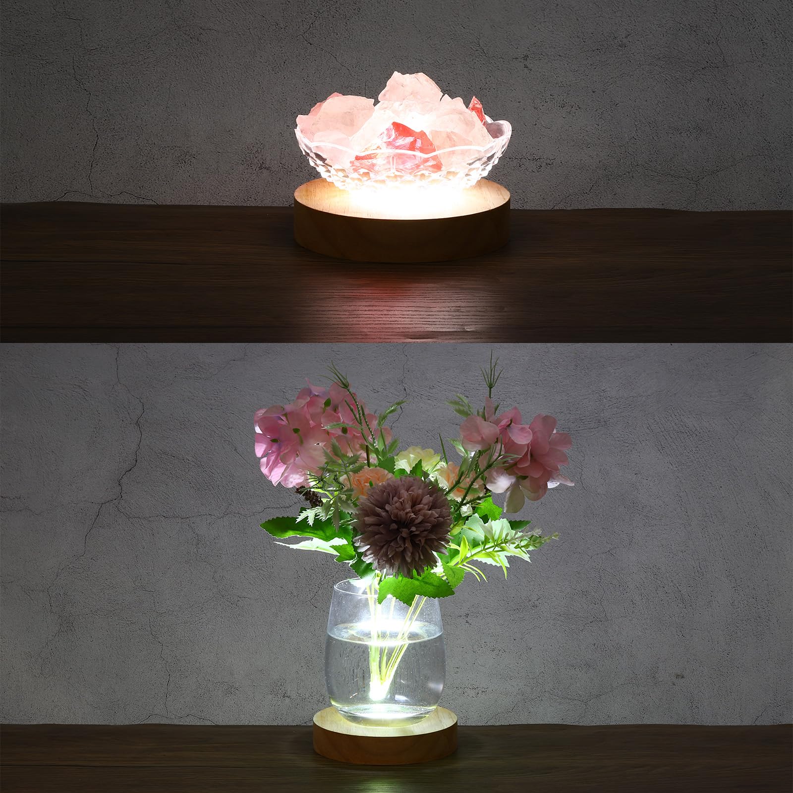 PATIKIL 4x4 Inch Wooden LED Light Base With Dimmer - Display Stand For Crystal Art & Decor