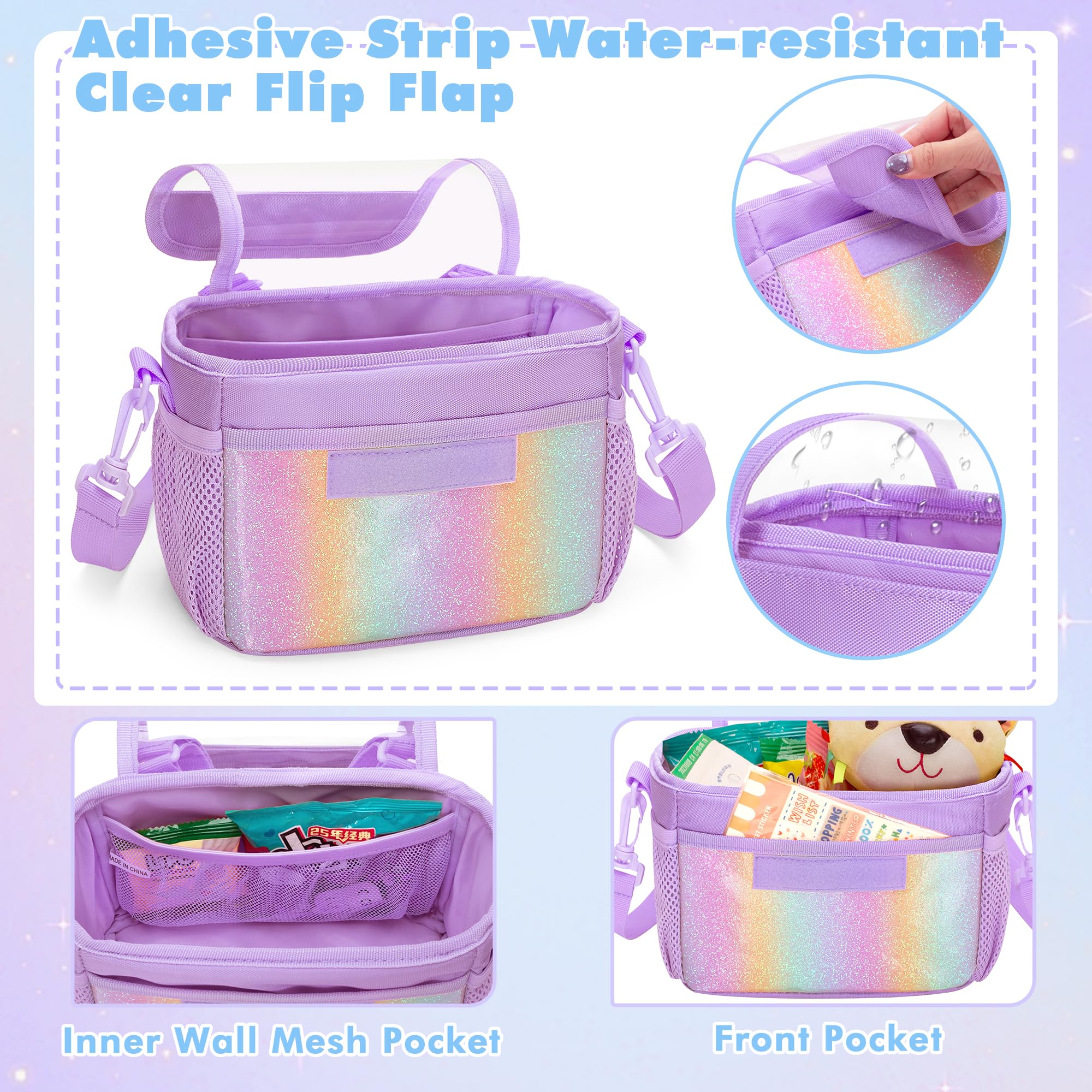 GRAOSO Kids Bike Basket, Bicycle Front Bag, Cute Bike Accessories for Girls Boys Fit Most of Handlebar, Tricycle, Scooter Bag with Detachable Shoulder Strap, Purple (Bag Only), Patented Design