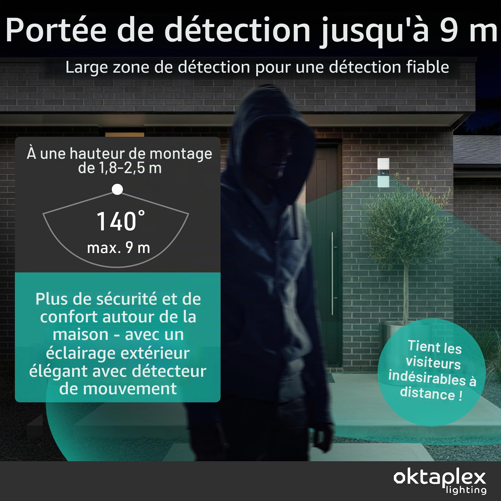 Oktaplex Duas Motion lampe extérieure avec détecteur 20W 1800lm 3000K