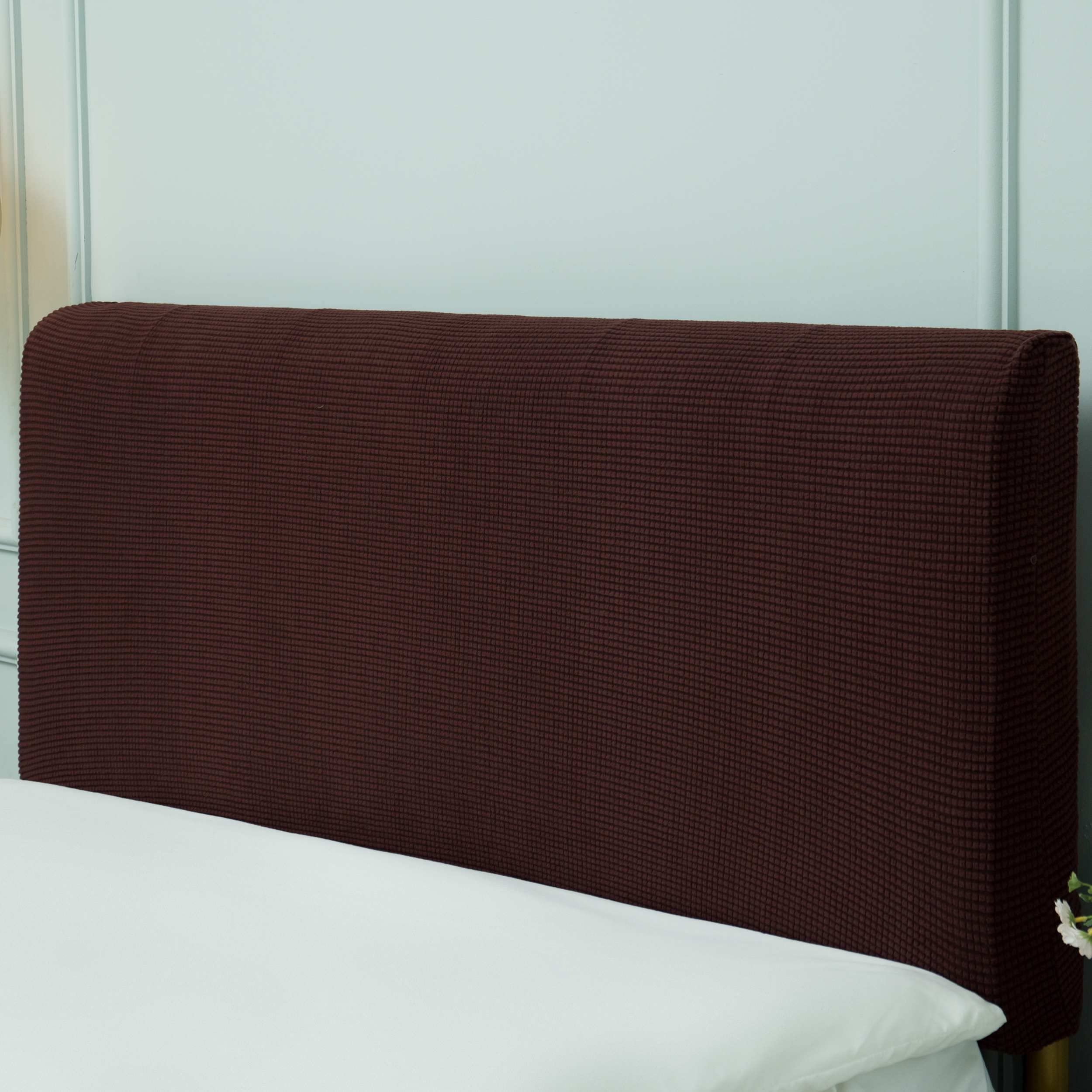 DALINA Textil - Funda para cabecera Cama 150 - Protector cabecera Ajustable para Cama Envuelto 360°, Adaptable para cabecera de 140-160cm (Ma´rón)