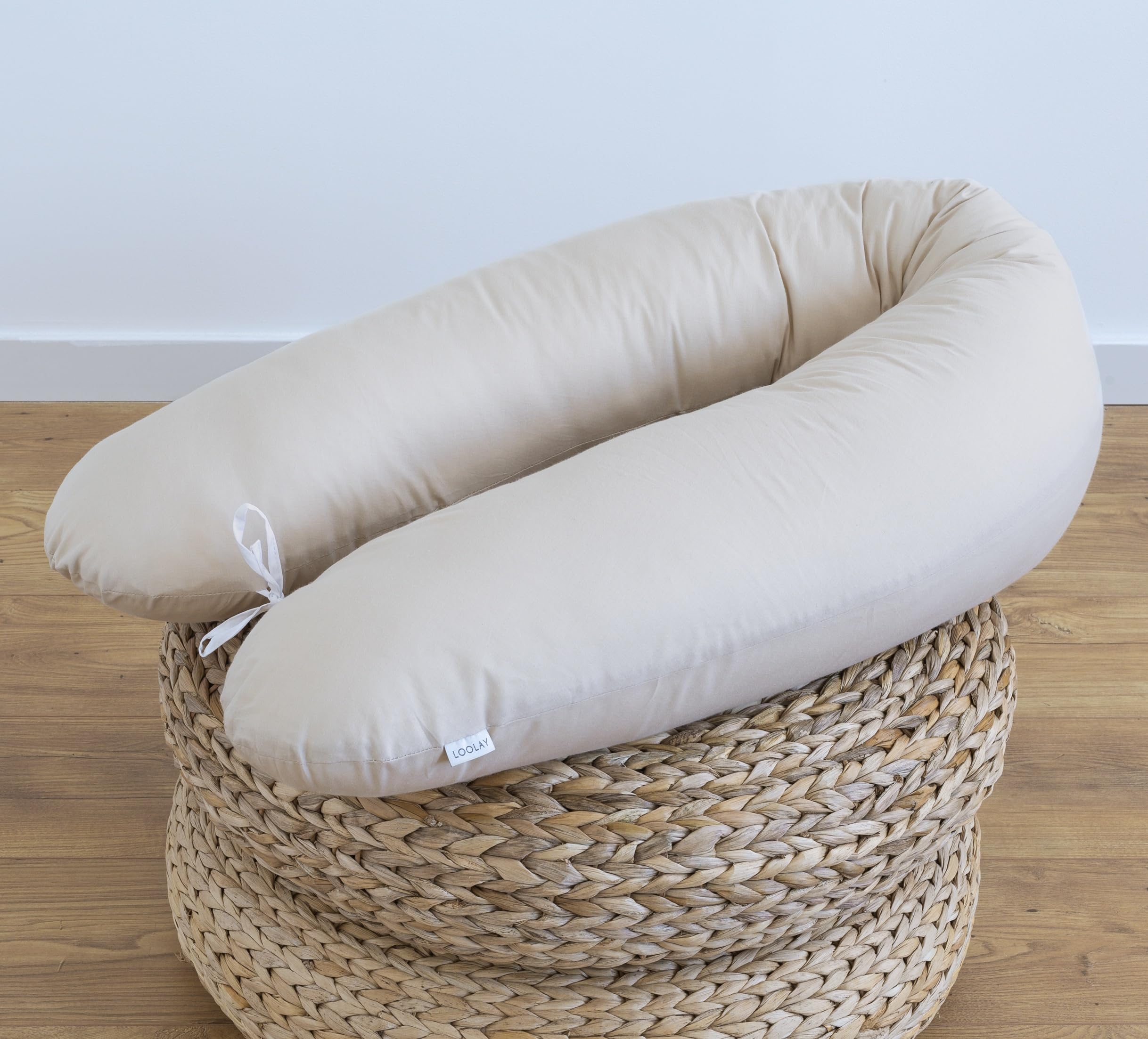 LOOLAY 170 & 190 cm Classic WEIß, GRAU, BEIGE Schwangerschaftskissen SEITENSCHLÄFERKISSEN Stillkissen Variante M/L oder L/XL, Lagerungskissen inkl. 100% Baumwolle Bezug (100% BEIGE, 170 cm)