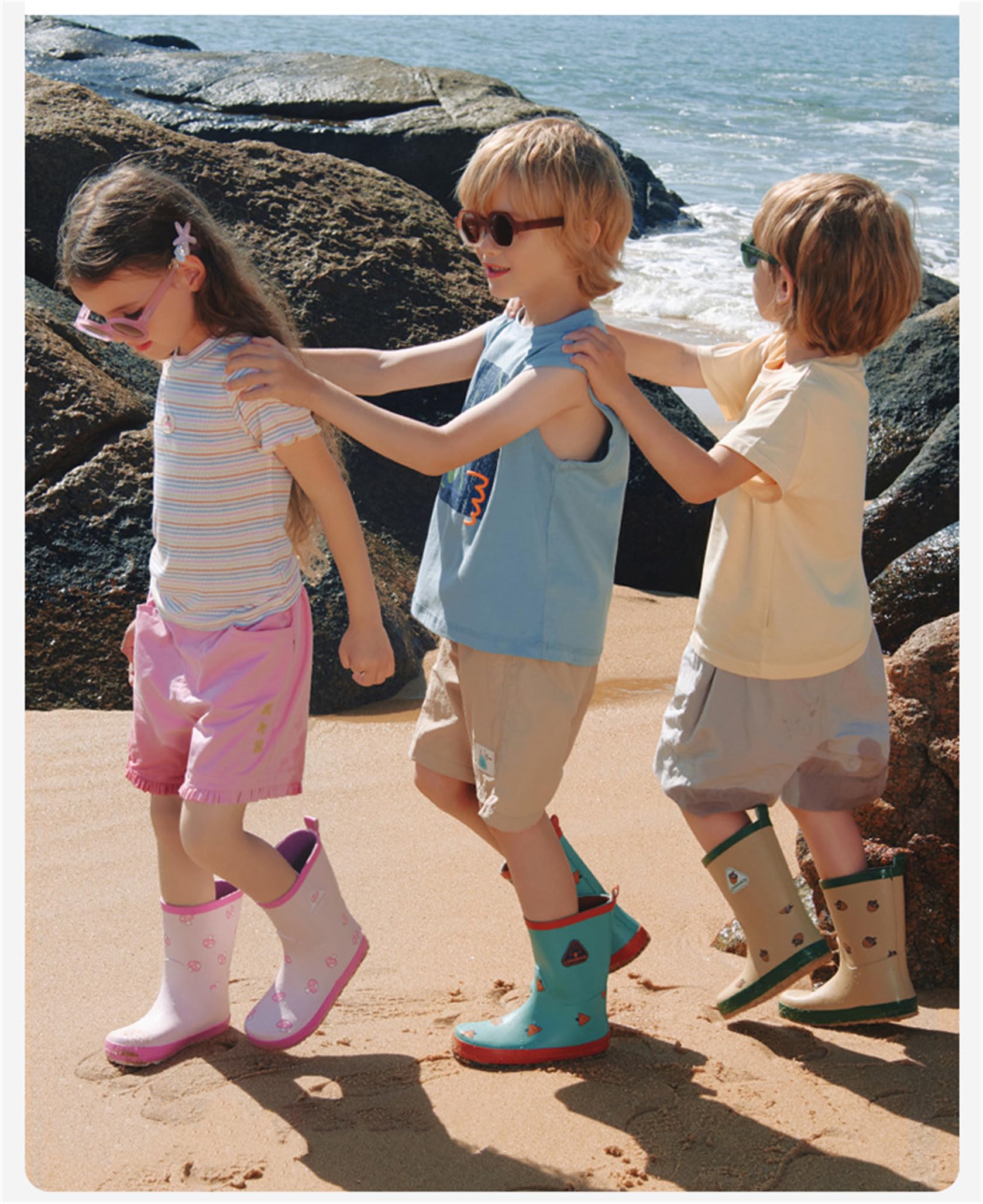 Stivali Bambino e Bambina Ragazzo e Ragazza in Gomma Stivali da Pioggia Dinosauro Unisex Antiscivolo Impermeabili
