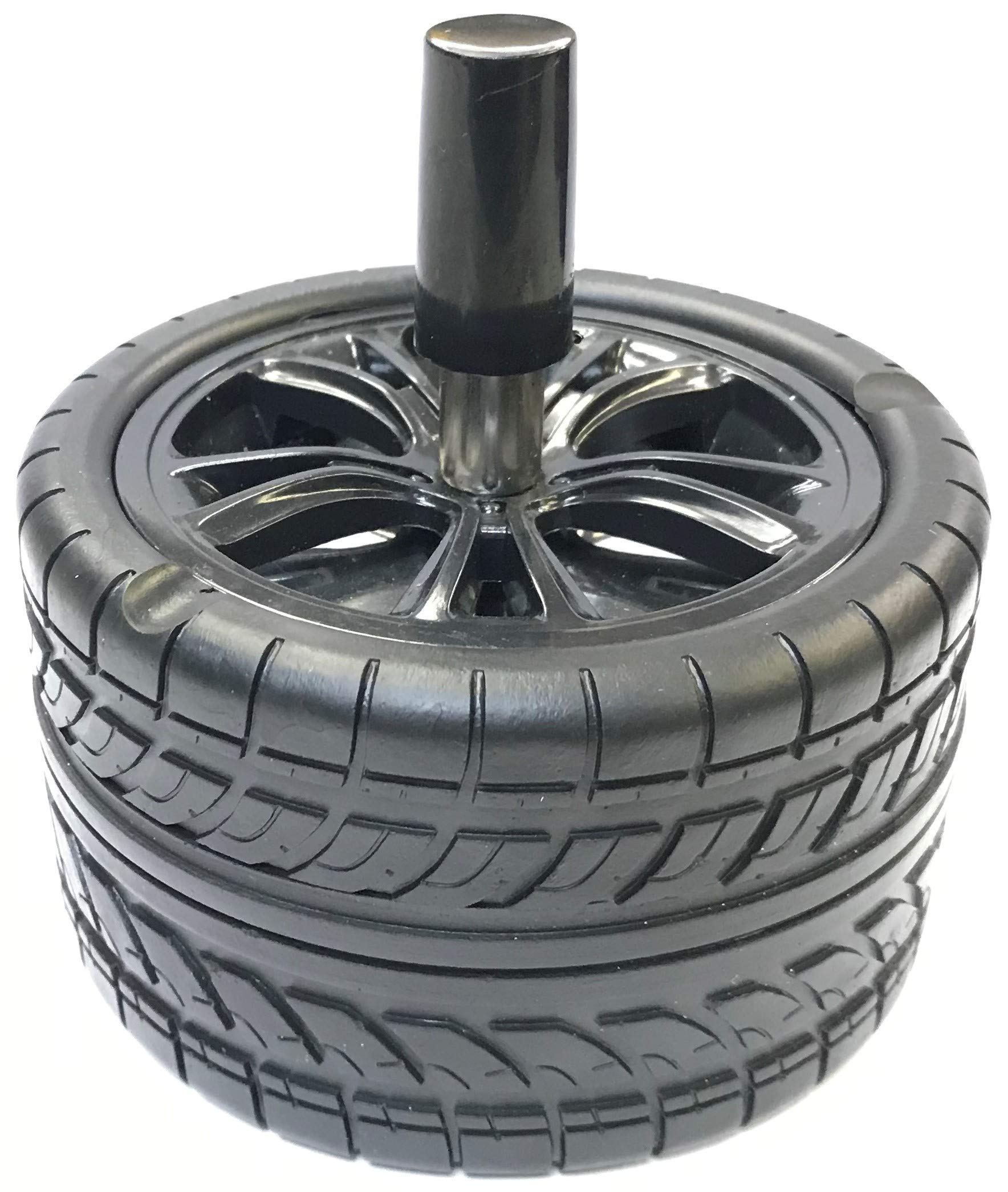 Eclipse Rubber Car Tire Design Press Rotary Portable Ashtray, #AshSTire (Black)