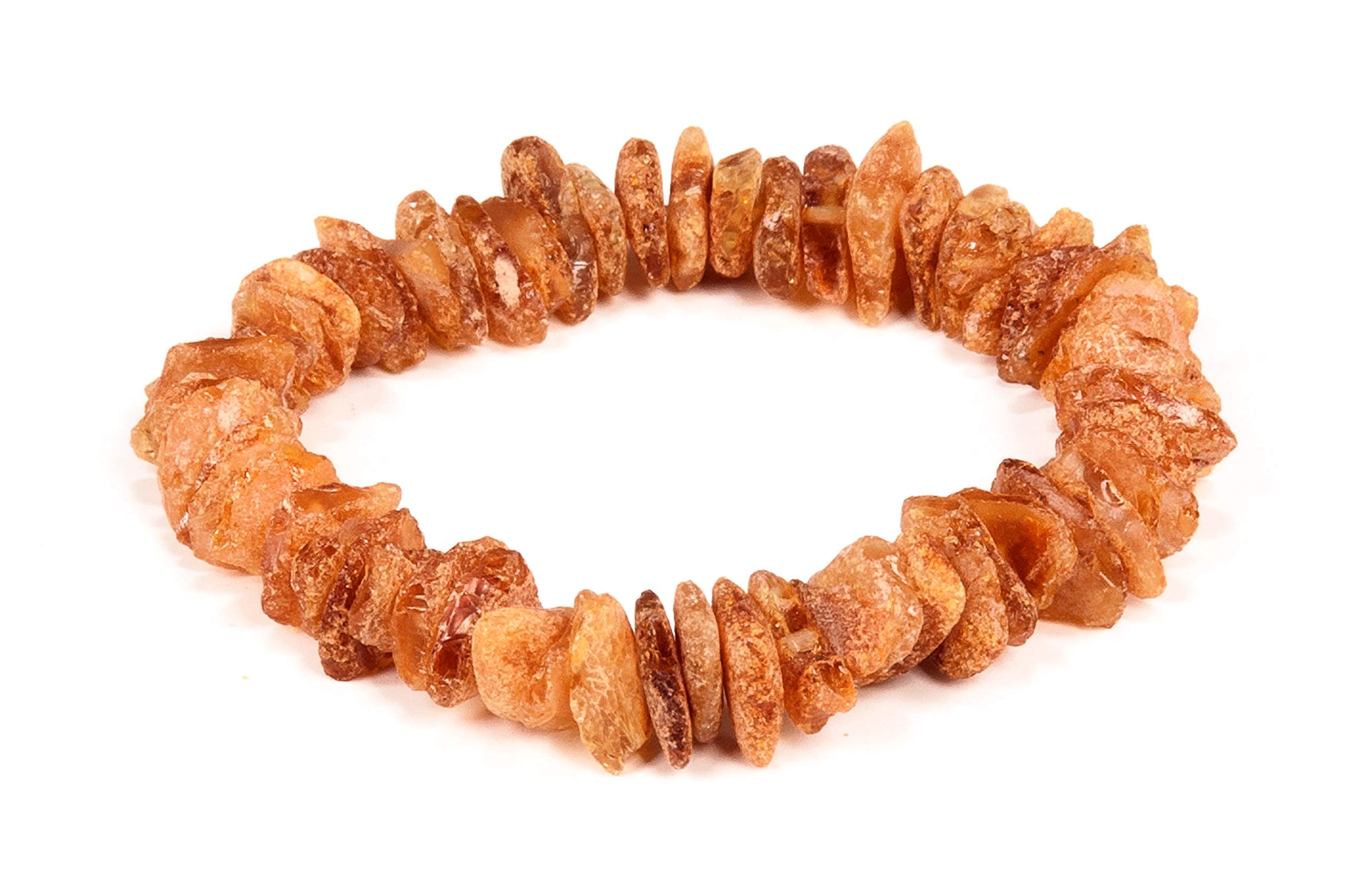 Natural Baltic Amber Bracelet for Adults – Raw/Unpolished Honey Chips – Handmade Stretch Bracelet for Women/Men – Approx. 18–19 cm (7–7.5 inch) – Genuine Baltic Amber 9–11 mm, 9–11 g – Gift Pouch & Certificate Included