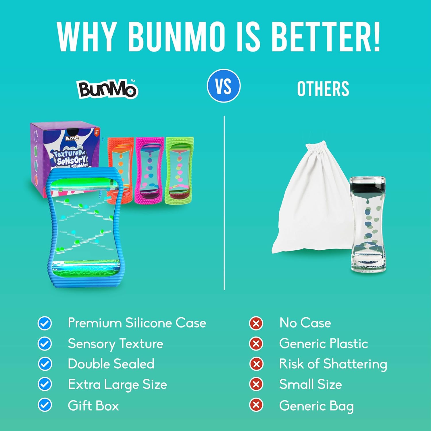 BUNMO Liquid Motion Bubbler Large Sensory Toy for Kids & Adults 4 Pack – Gentle Fidget Toy – Stimulating Visual Sensory Experience – Colorful Bubble Fidget Timer for Desk & Travel - Image 4