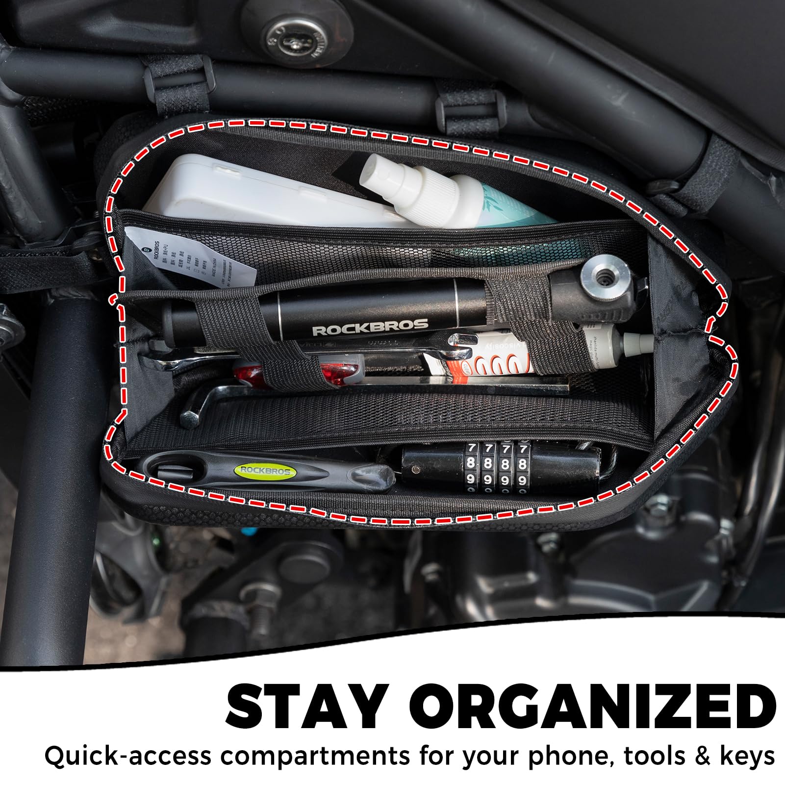 ROCKBROS Borsa Laterale Moto 1,5L, Borsa Guscio Rigido Resistente all'Acqua, con Cintura di Fissaggio Regolabile, per Motociclismo Motorcycle, Nero Destra