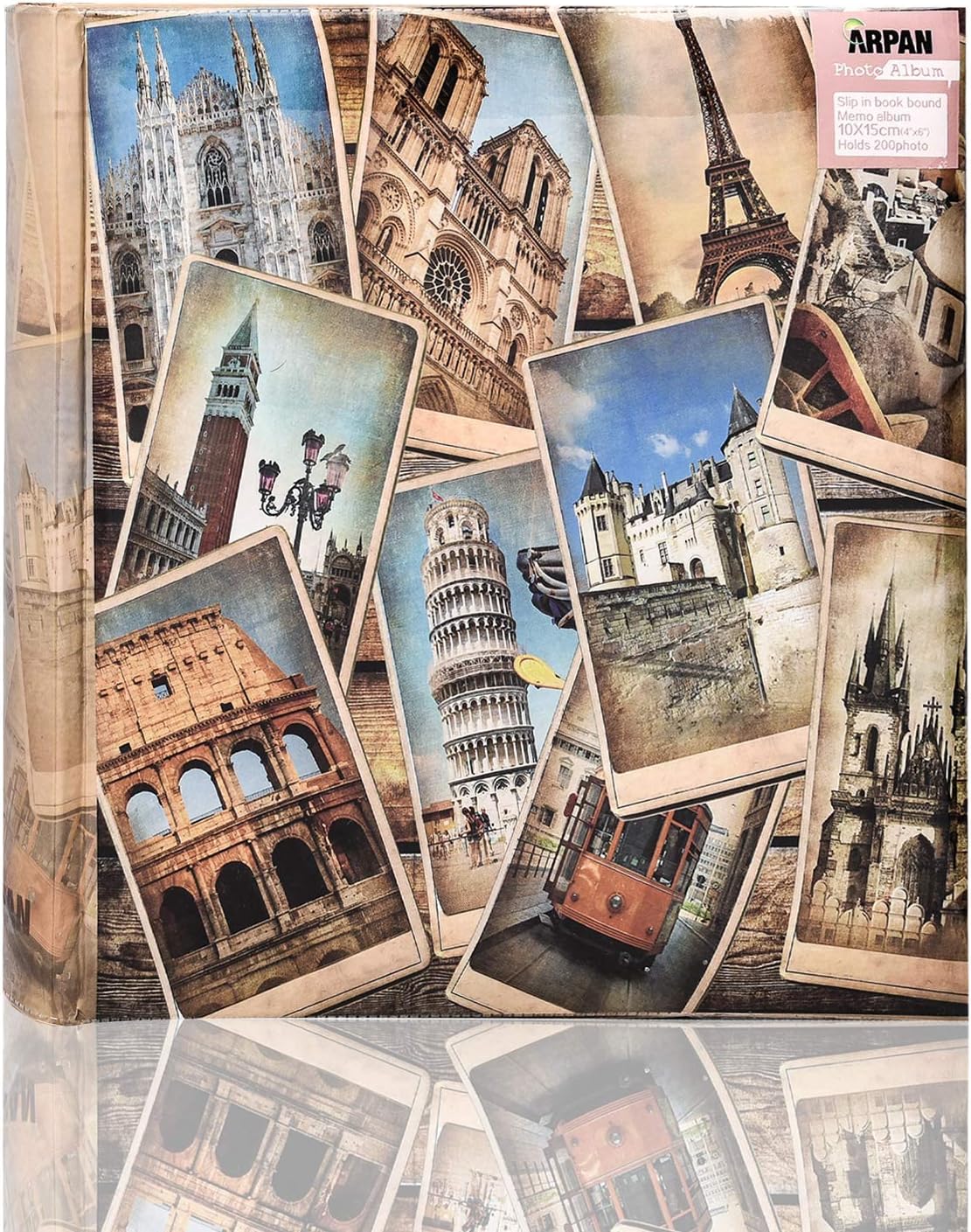 10 x 15 cm Vintage collage - UK-European Travel Memo Photo Album for 200 Photos 4 x 6''