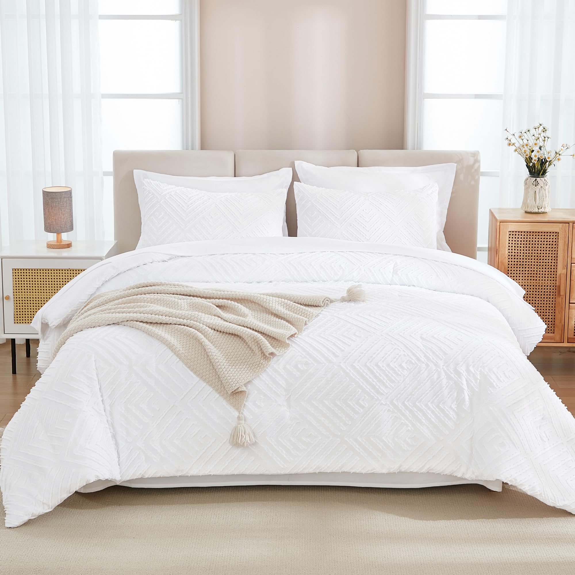 Andency California King Size Comforter Set with Sheets White - 7 Pieces ...