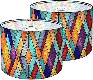 Lamp Shades Set of 2 Stained glass window Abstract colorful stained glas...