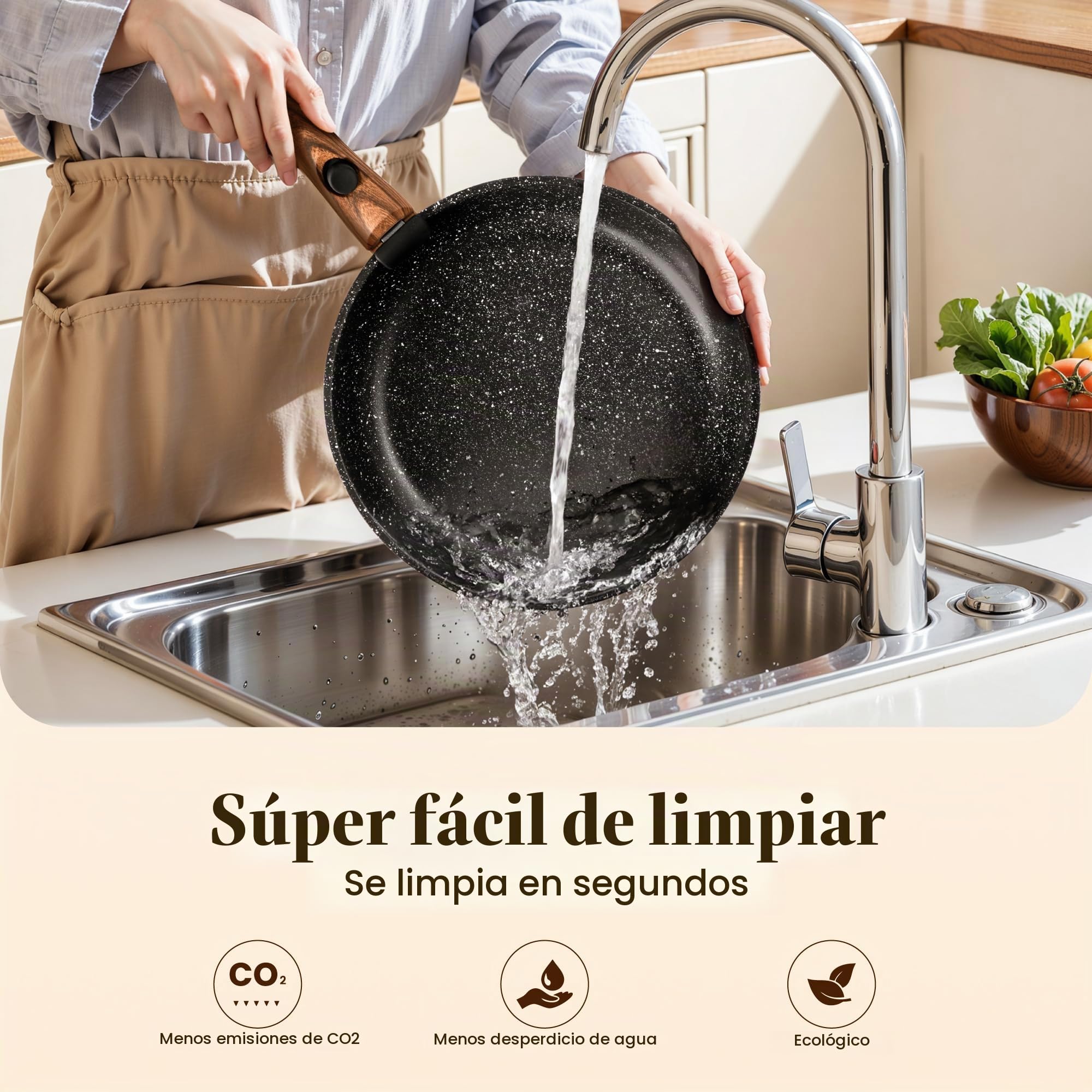 Kitchen Academy Juego de utensilios de cocina de inducción con mango desmontable, 10 ollas y sartenes antiadherentes, utensilios de cocina apilables de granito negro para campamento