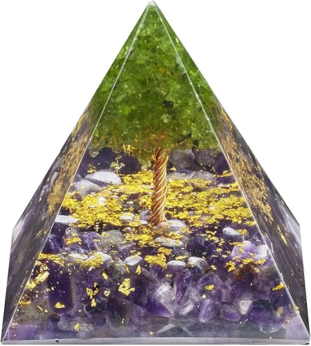 Miniatura 6 de Rockcloud Árbol de la Vida Pirámide de Orgón Labradorita Cristal Generador de Energía Blanacing Chakra para Yoga Reiki Meditaion
