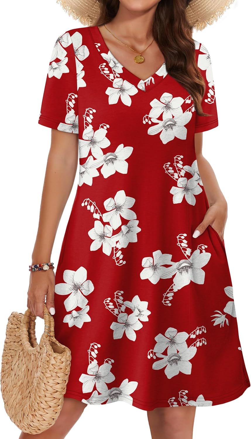 WIHOLL Dresses for Women Casual Summer Loose T Shirt Dress with Pockets Beach Vacation Outfits S-4XL - Image 3