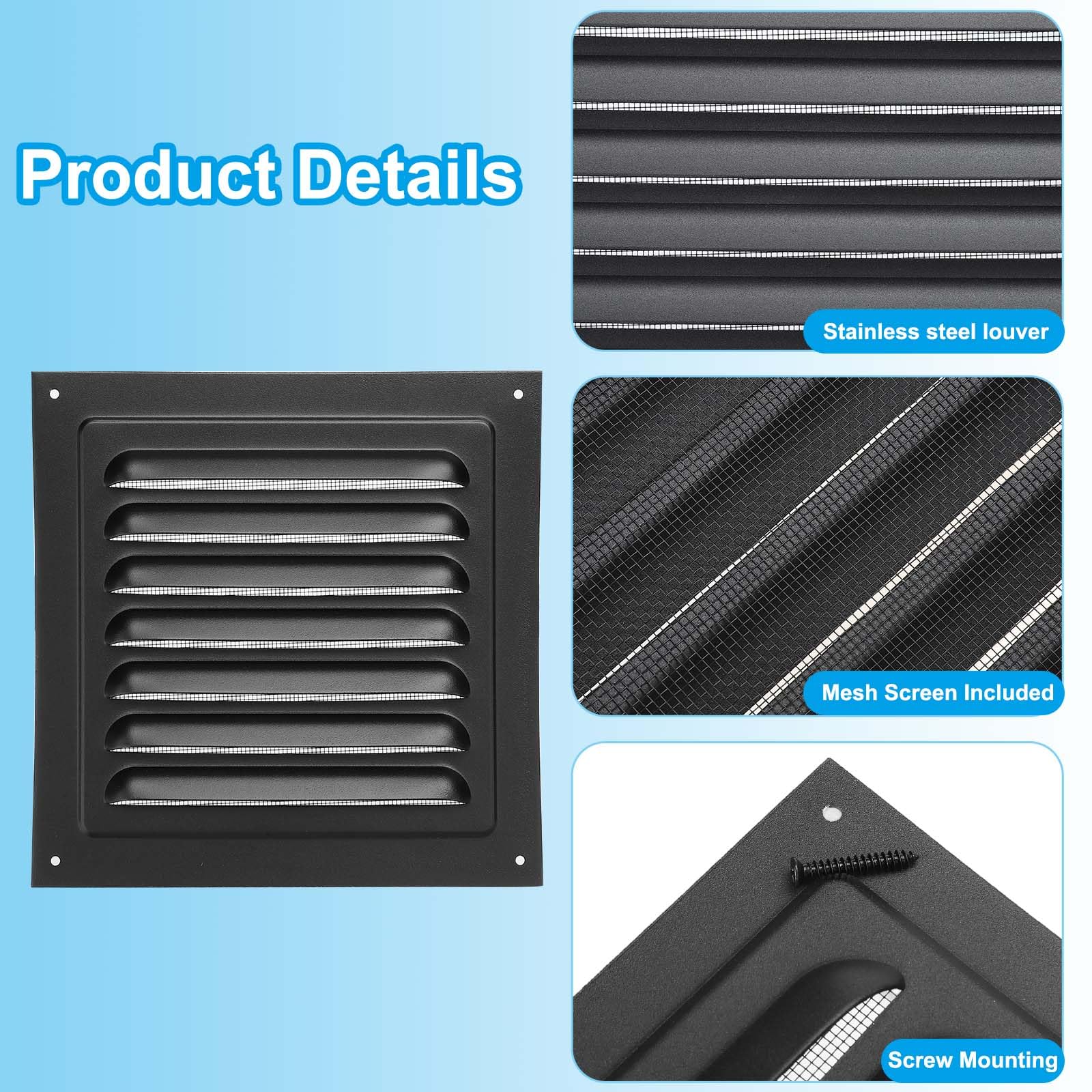 PATIKIL 6.5"x6.5" Aluminum Gable Vent - Image 3