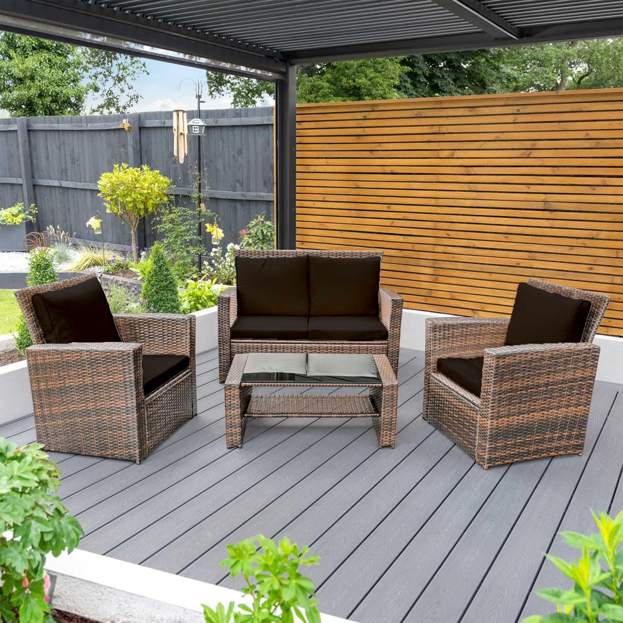 Northern Luxe Outdoor replacement Keter Allibert California rattan cushions water resistant, comfortable, and lightweight cushion pads, perfect for your patio armchairs (Black, Armchair - 2 Pieces)