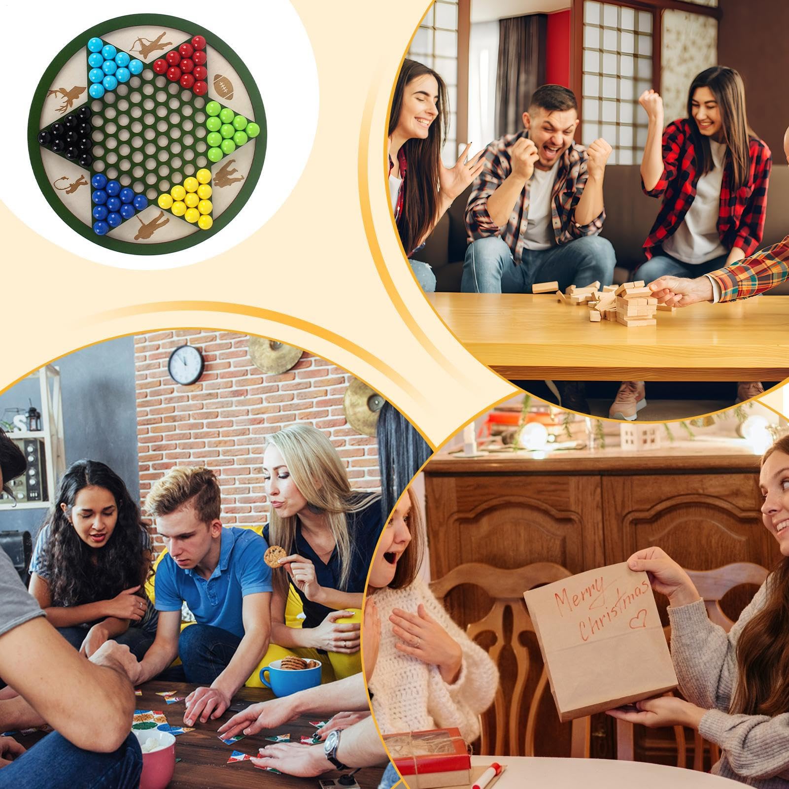 Solitär Spieleset | Holz Sternhalma Spielbrett,Strategiespiel Für Familienabende Gartenpartys Erwachsene Und Kinder