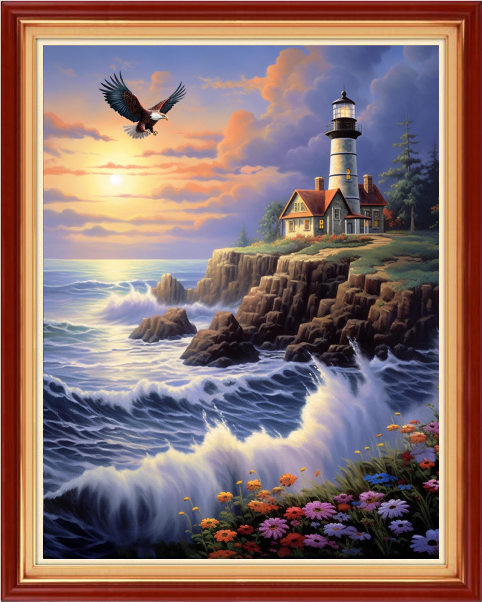 DMCVIVR Stamped Cross Stitch Kits for Adults Beginners Embroidery Kits 11CT Needlepoint Kits Cross Stitch Patterns Embroidery Patterns-Seaside