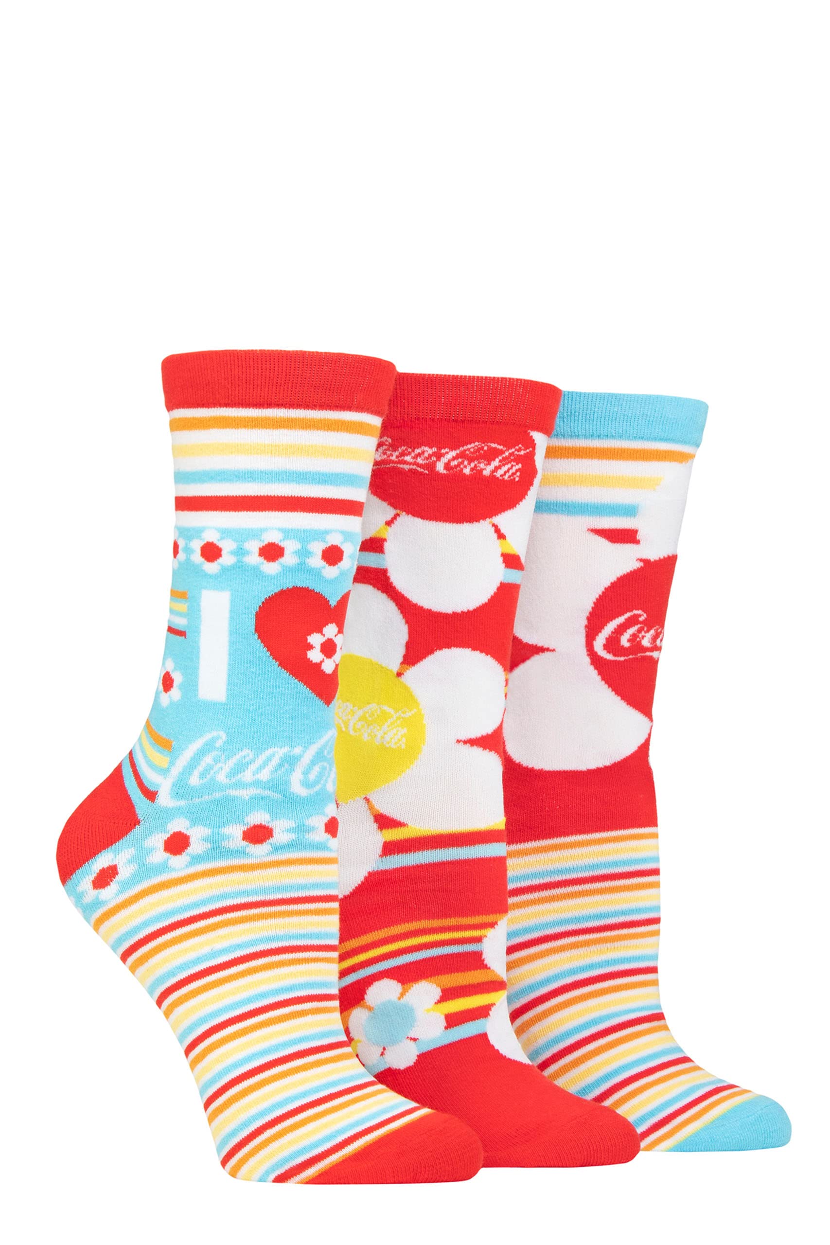 Coca-Cola Women's Multi Flowers Cotton Socks Pack Of 3 4-8