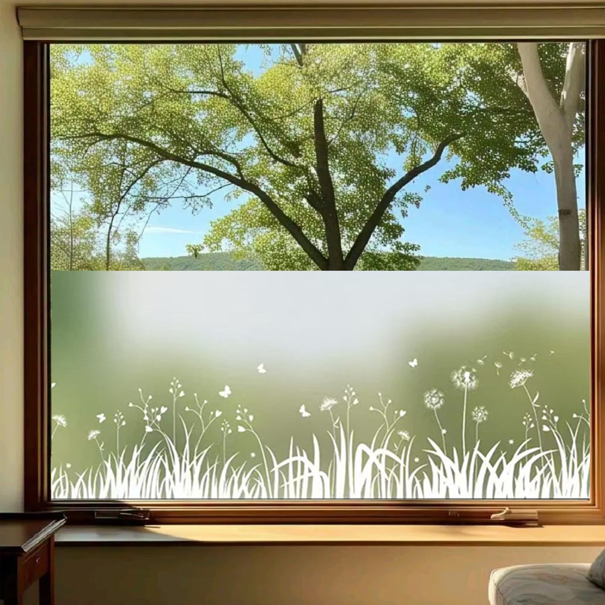 DWUENT stained glass window film,window film stained glass,decorative windows films,Non-Adhesive Static Cling Decorative Films with Reusable Design, Home Office Room Decor, 300x45cm