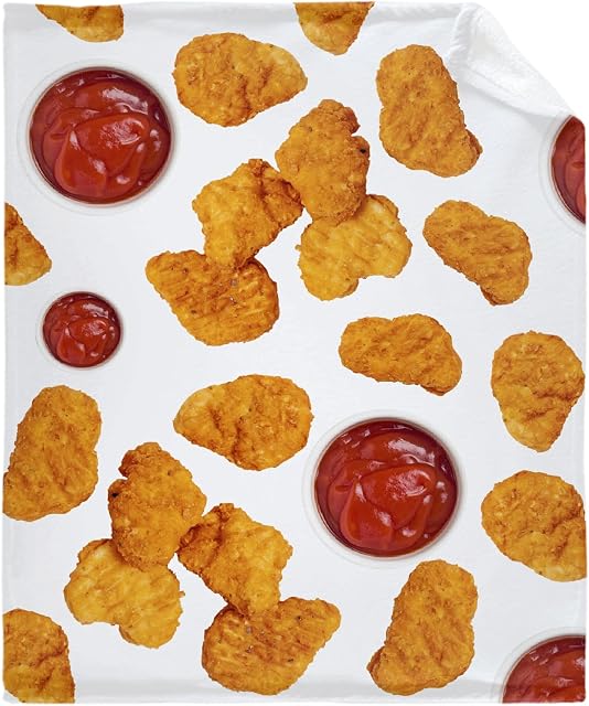 Abaysto Food Throw Blanket Flannel,Chicken Nuggets Soft Fluffy Blanket for Bed/Sofa/Couch/Living Room/Bedroom, for Kids Adults Best Gift