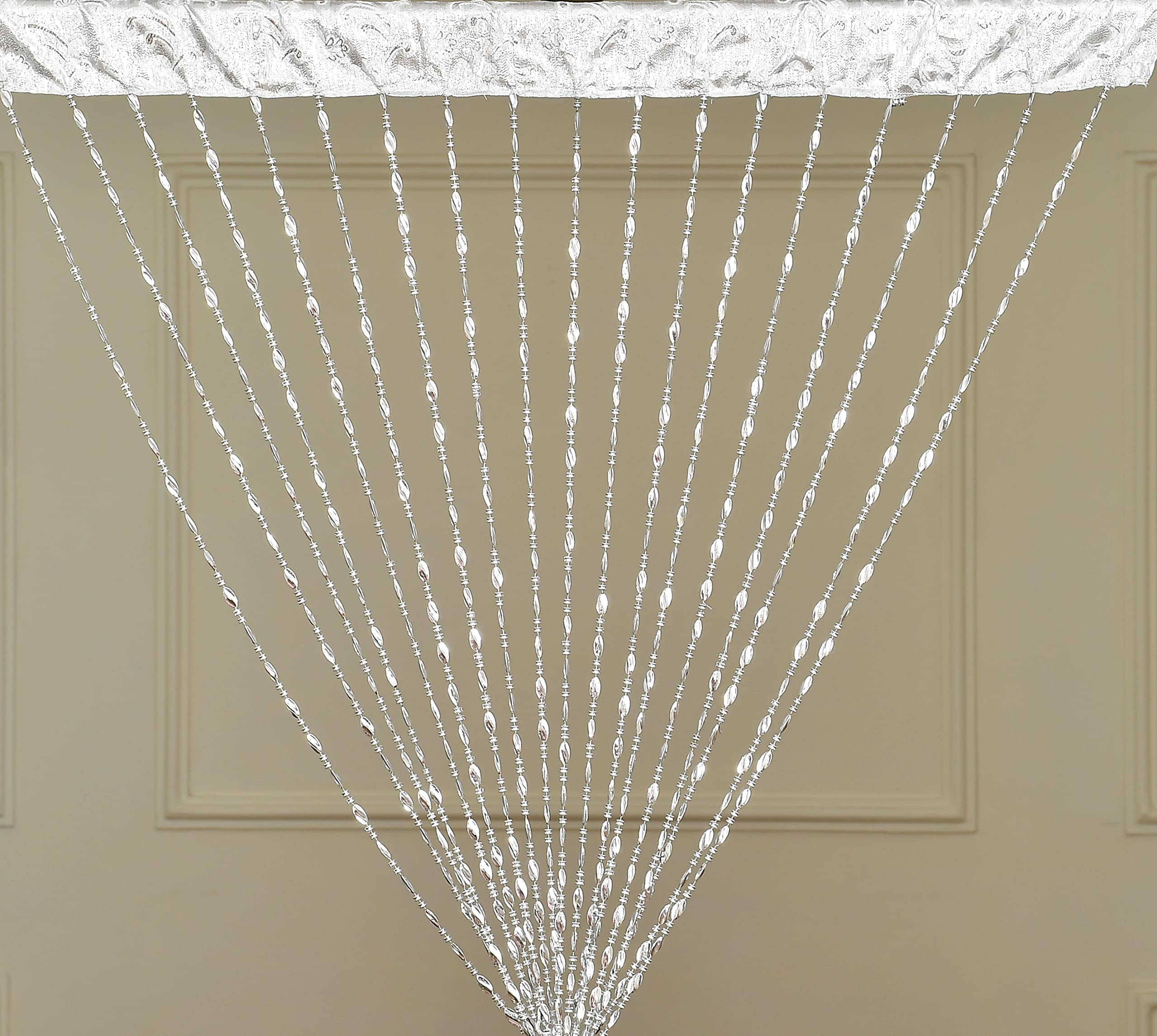 PVC Beaded Handmade Fancy Sparkling String Curtains, 1 Piece (4 Feet X 7 Feet, Silver)-image-42