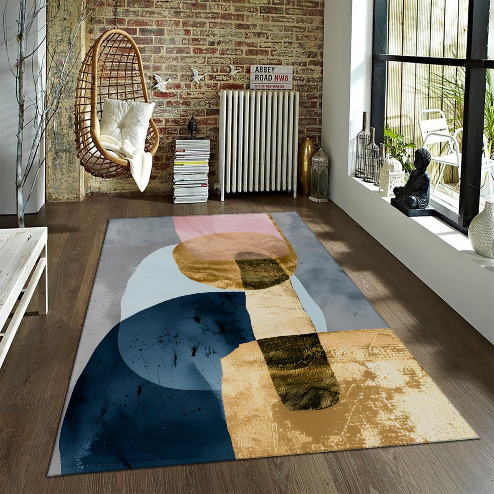 Tapis antidérapant géométrique pour sécuriser vos sols glissants avec le style bohème doré