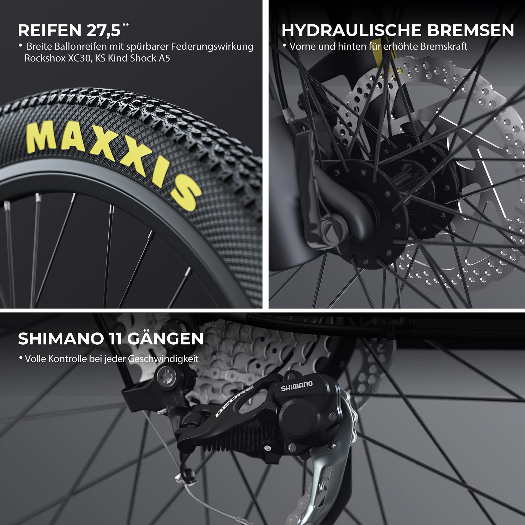 LEGEND EBIKES Etna, E Bike Mountainbike, Elektrofahrrad Herren und Damen, Fahrrad Batterie 25km/h, Elektrofahrräder 250W, E-Bike Klapprad 11 Gänge, Räder 27,5", Smartbike
