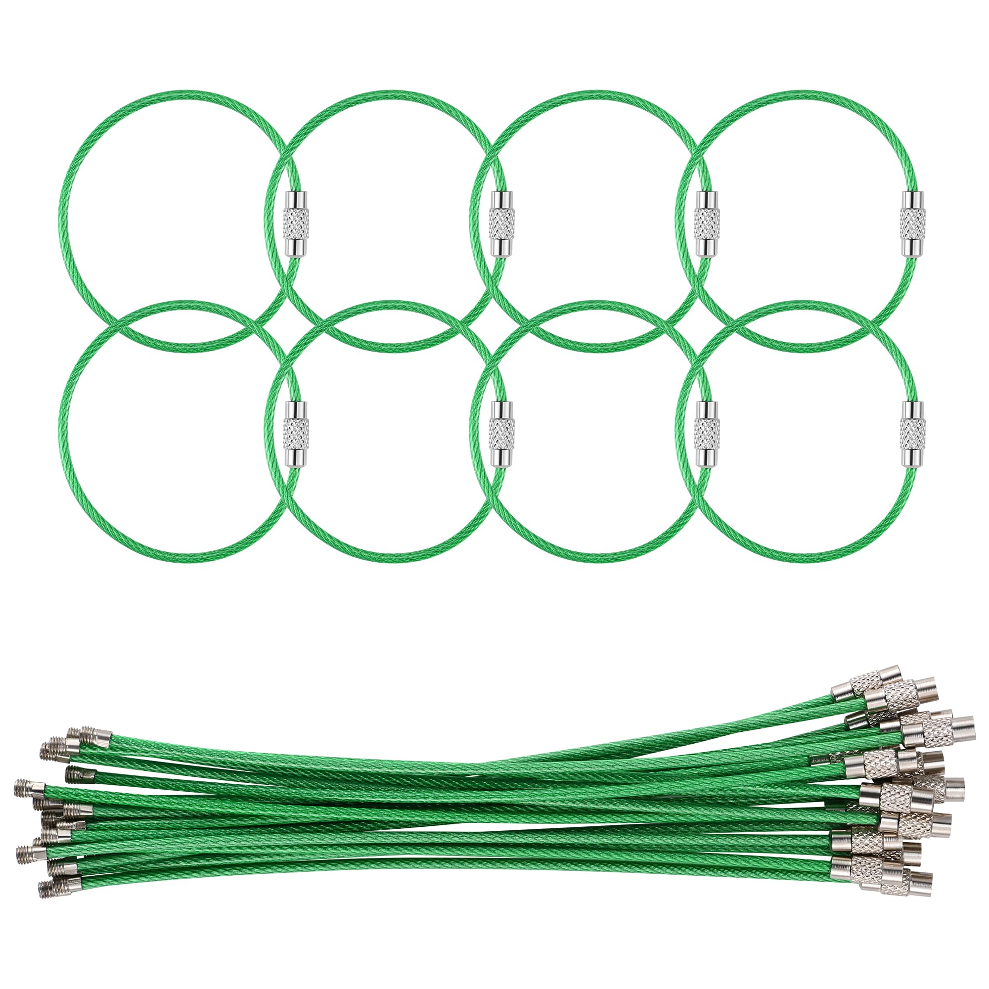 25 Pack Wire Keychain Cable 5 9 Inches Nylon Coated Stainless Steel Key Ring Luggage Tag Loops 2mm