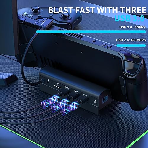 Miniatura 5 de Estación de acoplamiento para Steam Deck, estación de acoplamiento ROG Ally y Steam Deck 6 en 1 con cargador de 45 W, HDMI 2.0 4K a 60Hz, Gigabit