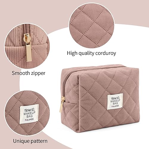 Miniatura 3 de MAANGE 2 bolsas de maquillaje pequeñas, bolsas de cosméticos para bolso, bolsa de maquillaje de pana, bonita bolsa de maquillaje con cremallera,