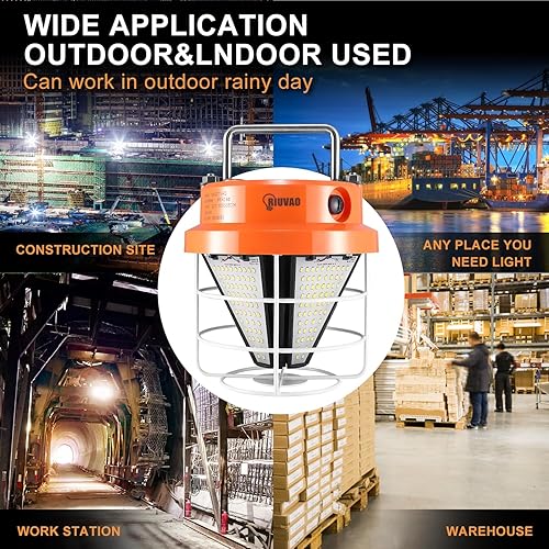 Miniatura 6 de RIUVAO Luz de trabajo temporal LED de 100 W, 15000 lúmenes, luces de construcción, 5000 K, luz diurna, luz blanca, portátil, luces de trabajo