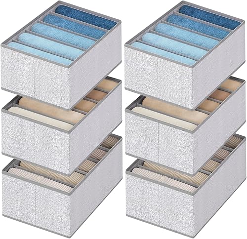 DIMJ Organizador de jeans, organizador de ropa de armario con 5 celdas, organizadores de cajones plegables para ropa, organizador de armario de tela