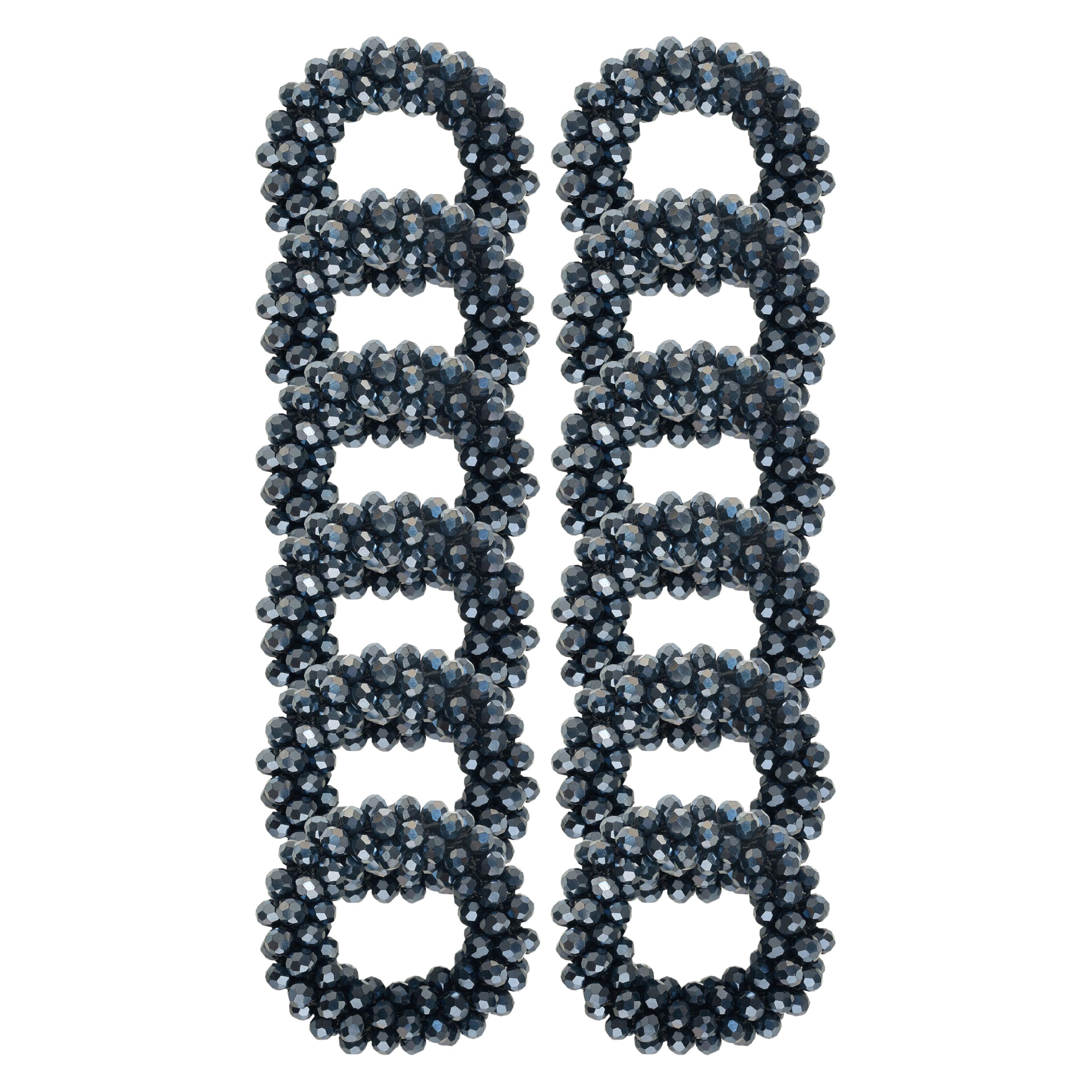 Imperial Riding Mane Knot Elastics IRH, Set of 12 Elastic Hair Bobbles with Beads for Horse Mane, Navy, 1SIZE