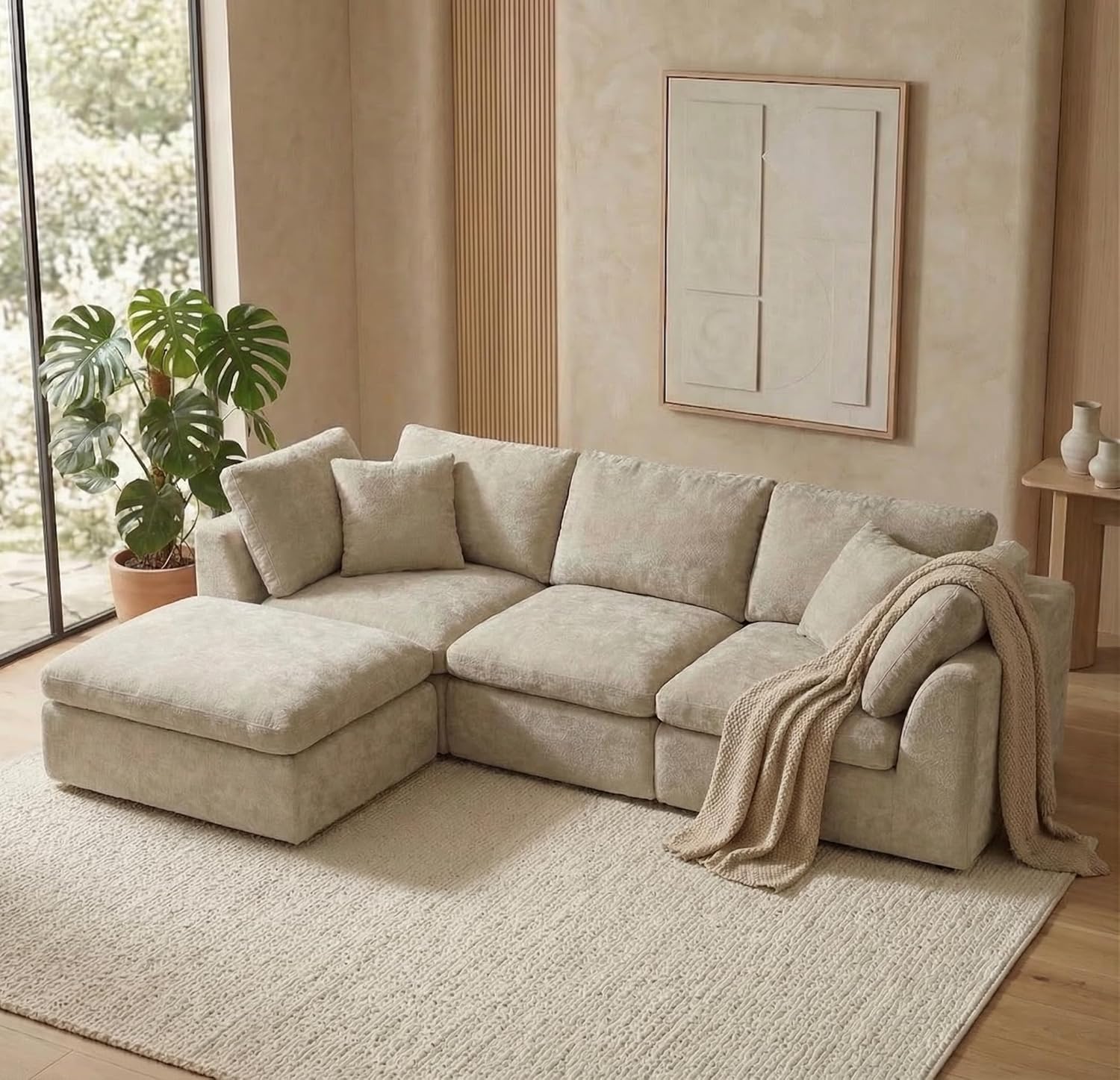 CHITA 108″ Cloud Sectional Couches for Living Room, Boneless