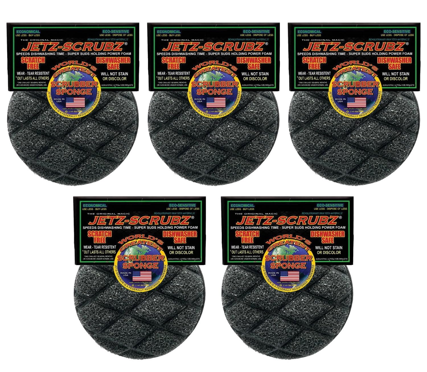 The Original Magic Jetz Scrubz J22 Scrubber Sponge Round (Pack of 5)