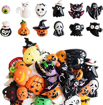 Kalolary 50PCS Halloween Slime Charms, Halloween Resin Flatback Charms