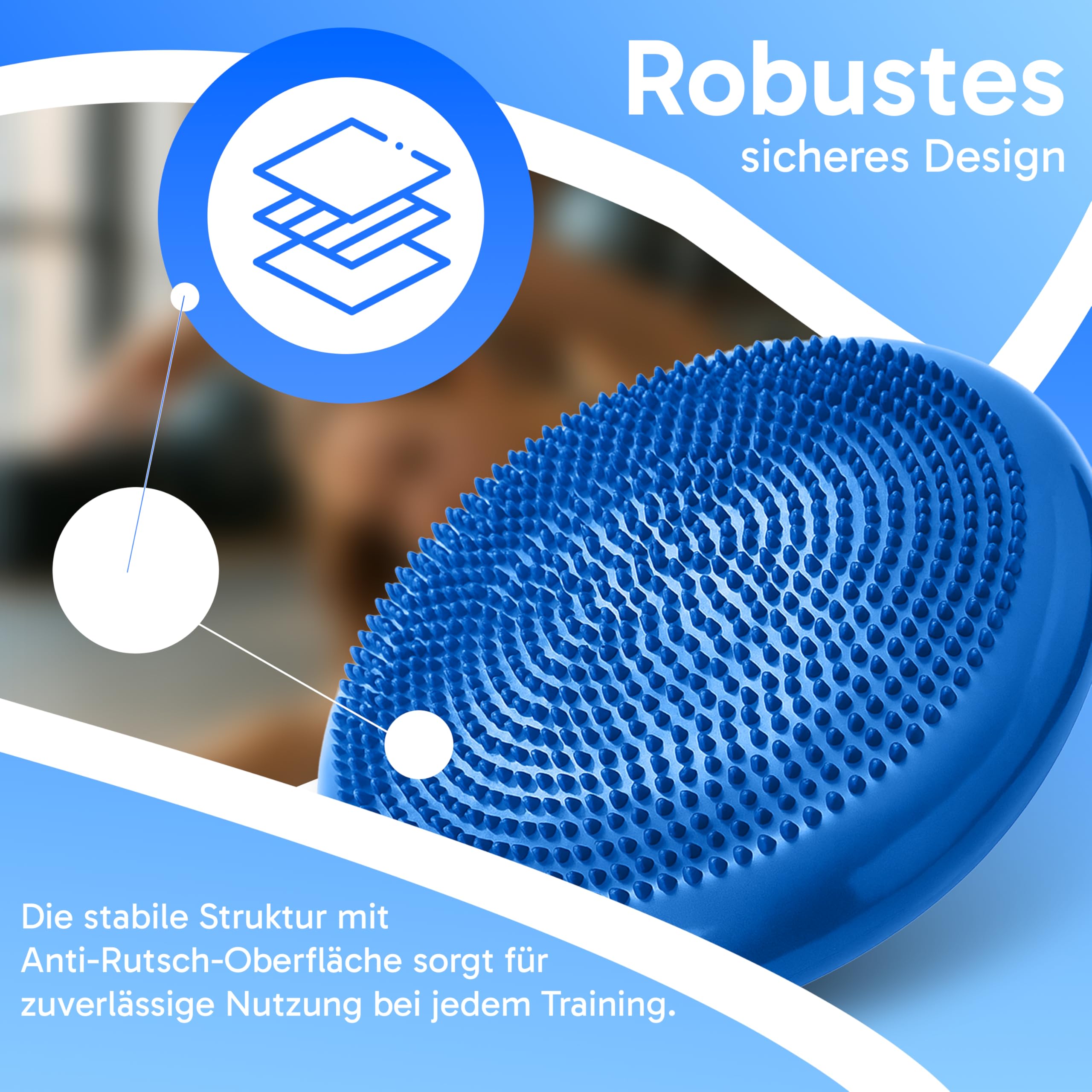 Retoo Coussin d'Équilibre Proprioceptif Ø34 cm avec Picots, Disque Gonflable Antidérapant pour Posture, Fitness, Yoga, Rééducation, Renforcement du Tronc et Relaxation Sensorielle